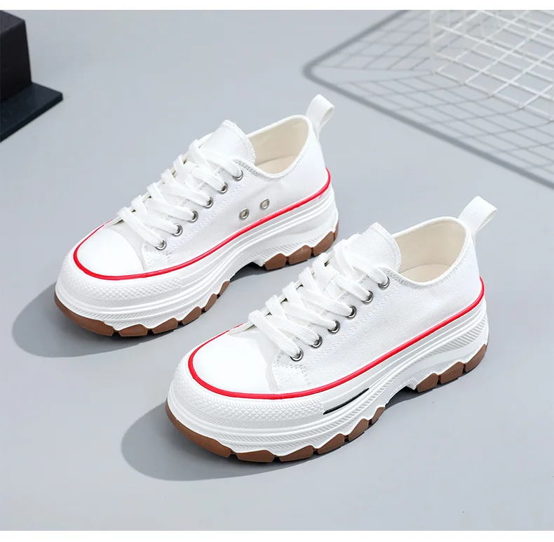 Classic canvas shoes female spring and autumn new design versatile shoes thick bottom increase students Sneakers