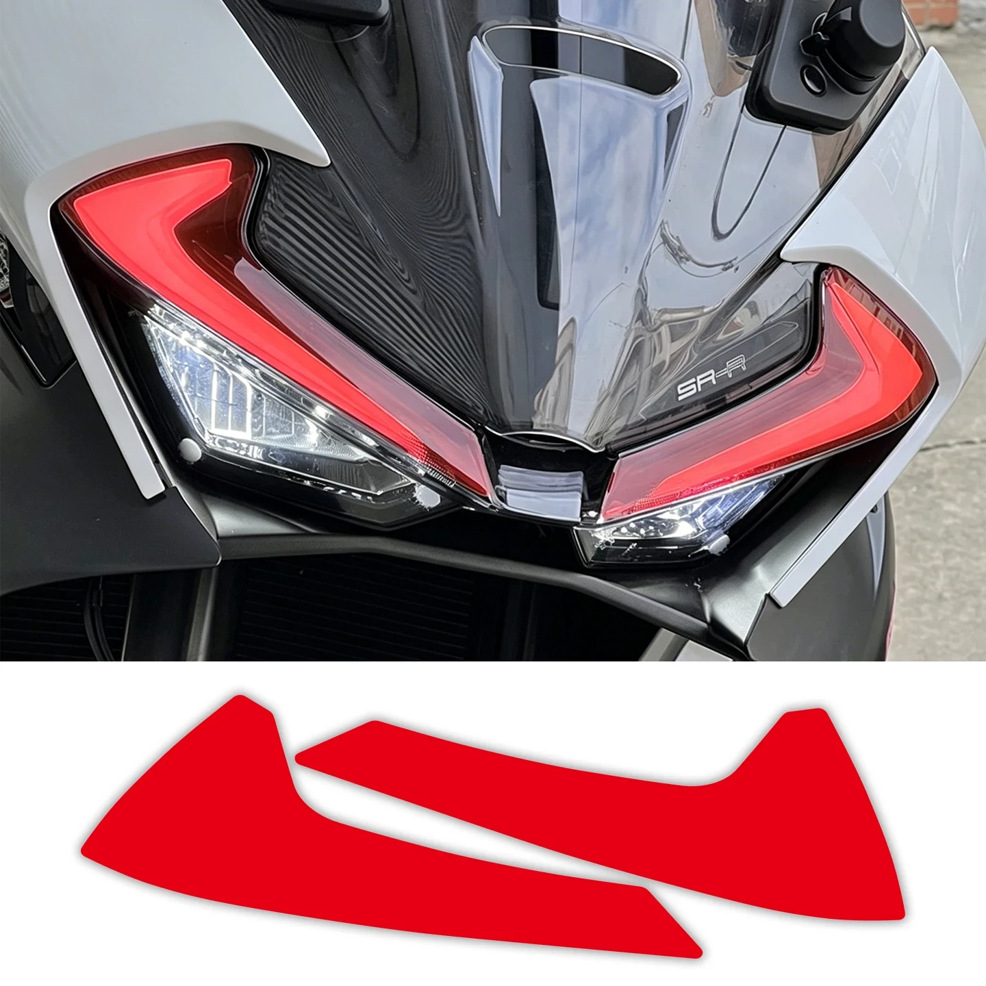 Für CFMOTO 675SR Gradient Motorrad-Scheinwerferschutzfolie Aufkleber Moto Sportbike Augenbrauen-Licht Vinyl Zubehör Dekor