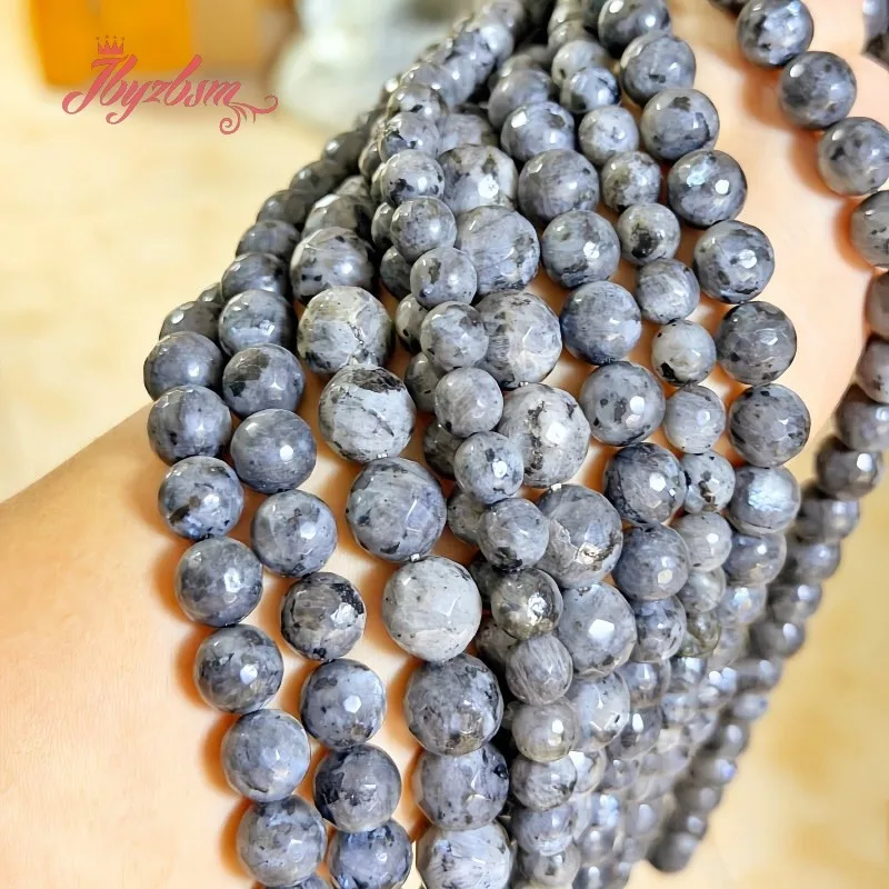 4/6/8/10/12mm Round Natural Black Labradorite Stone Beads for DIY Loose Beads Jewelry Making Necklace Bracelet Spacer Strand 15