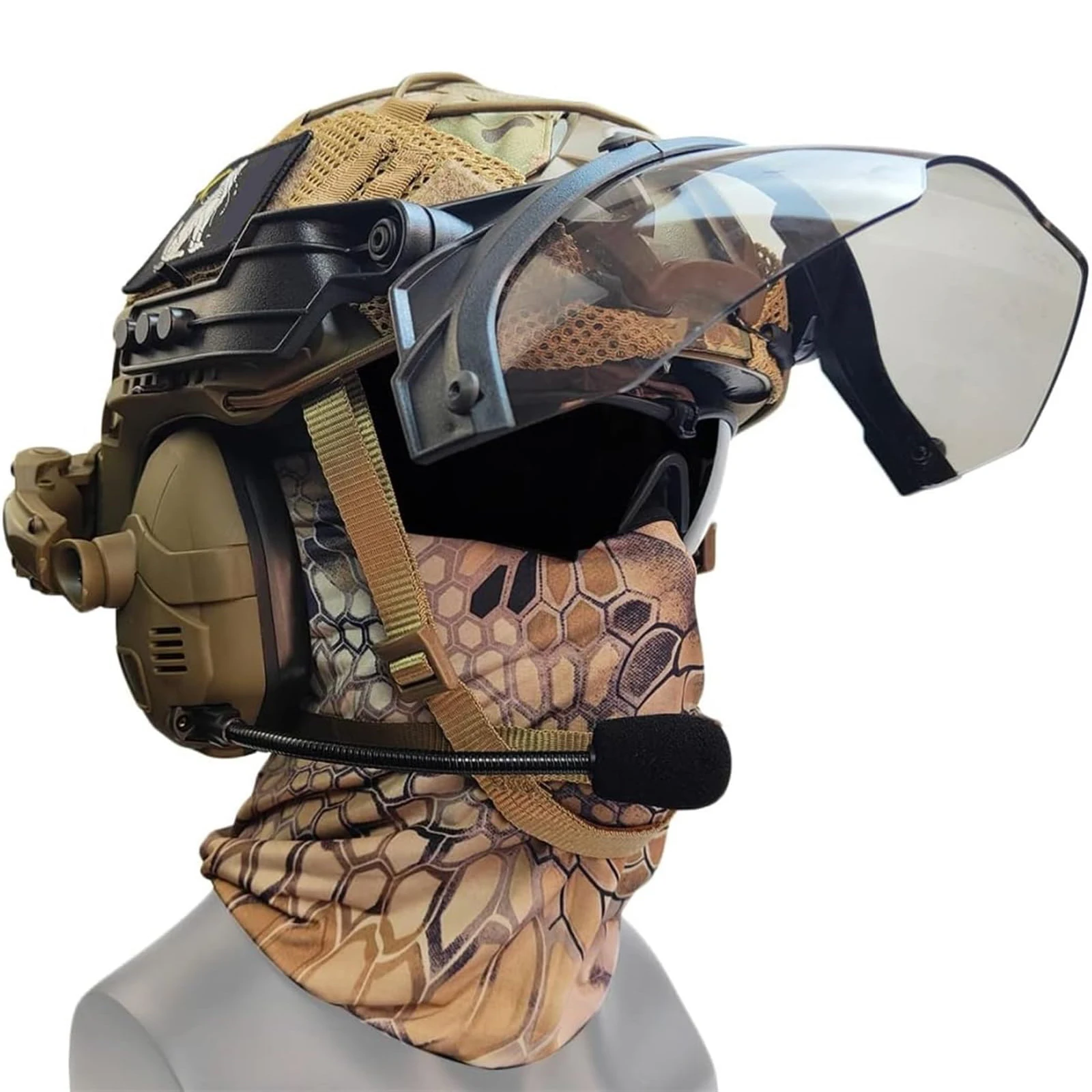 

Tactical Fast Helmet Set with Airsoft Bluetooth Headset Balaclava Goggles Visor Paintball Shooting Protective Helmet for Hunting