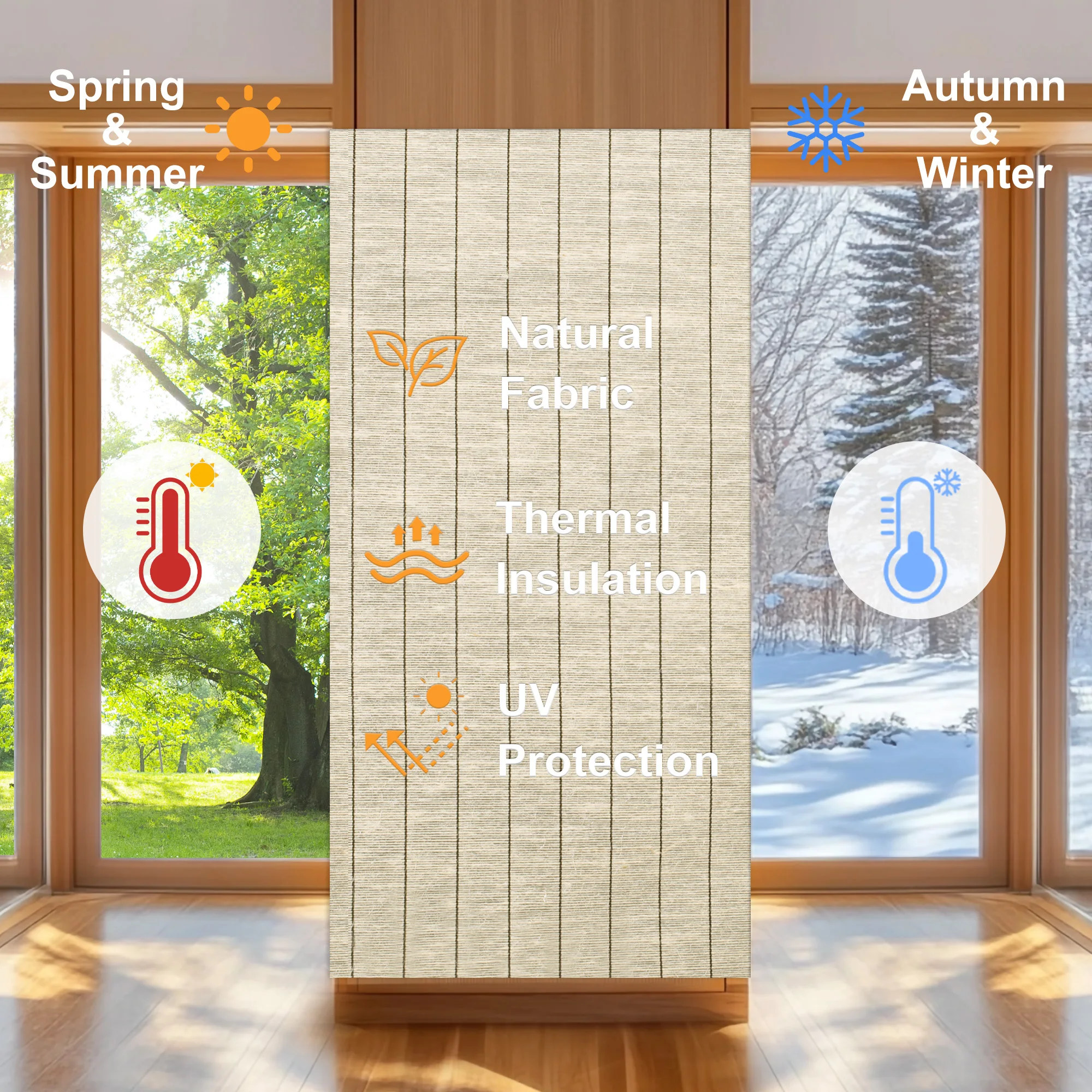 Natural Woven Jute Cordless Roman Shades for Windows Bamboo Light Filtering Linen Fabric Blinds for Door Thermal Insulation view 6