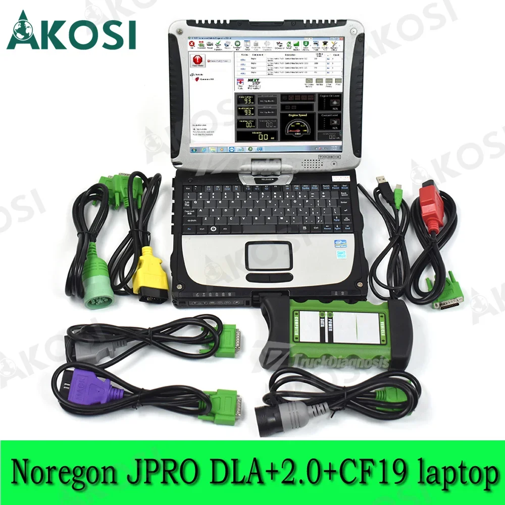 

Noregon JPRO DLA+2.0 Vehicle Interface Diesel New 2023 software Heavy Duty Truck Scanner Fleet Diagnostic Tool and CF19 laptop