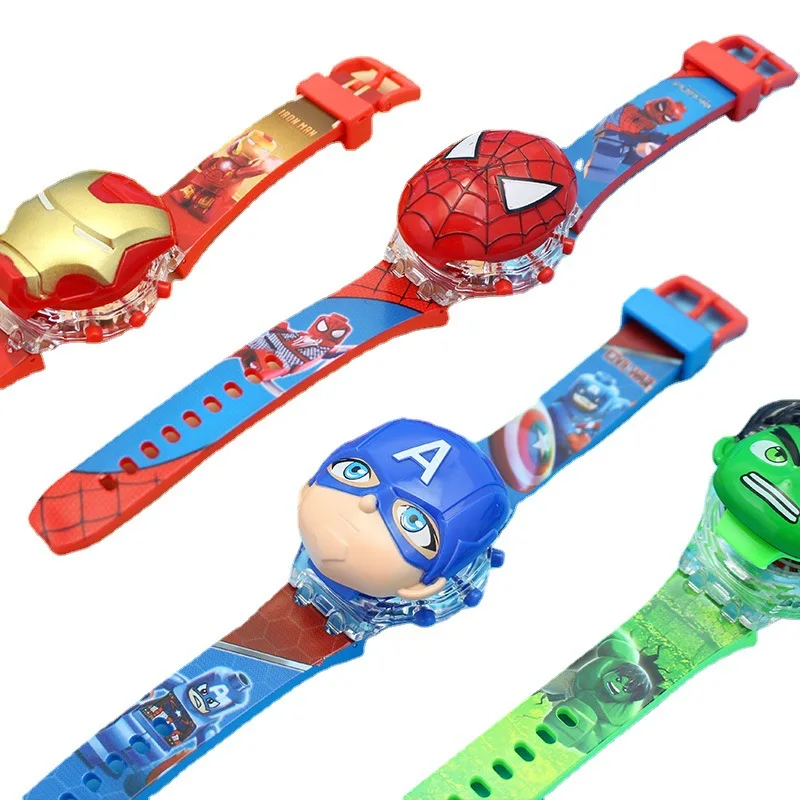 Marvel Spiderman Watch Music Projector Toys Anime Spider-Man Digital Clock Wristwatches Figure Iron Man Electronic Watches Gift