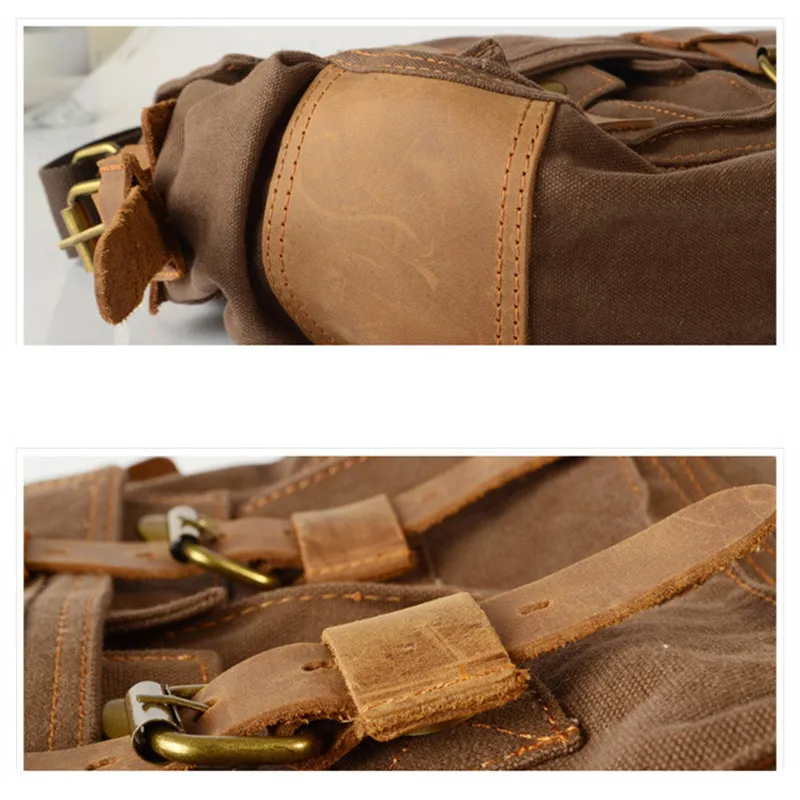 Retro American Canvas Crossbody Bag Men's Outdoor Leisure Single Shoulder Bag Large Capacity Motorcycle Bag Waterproof