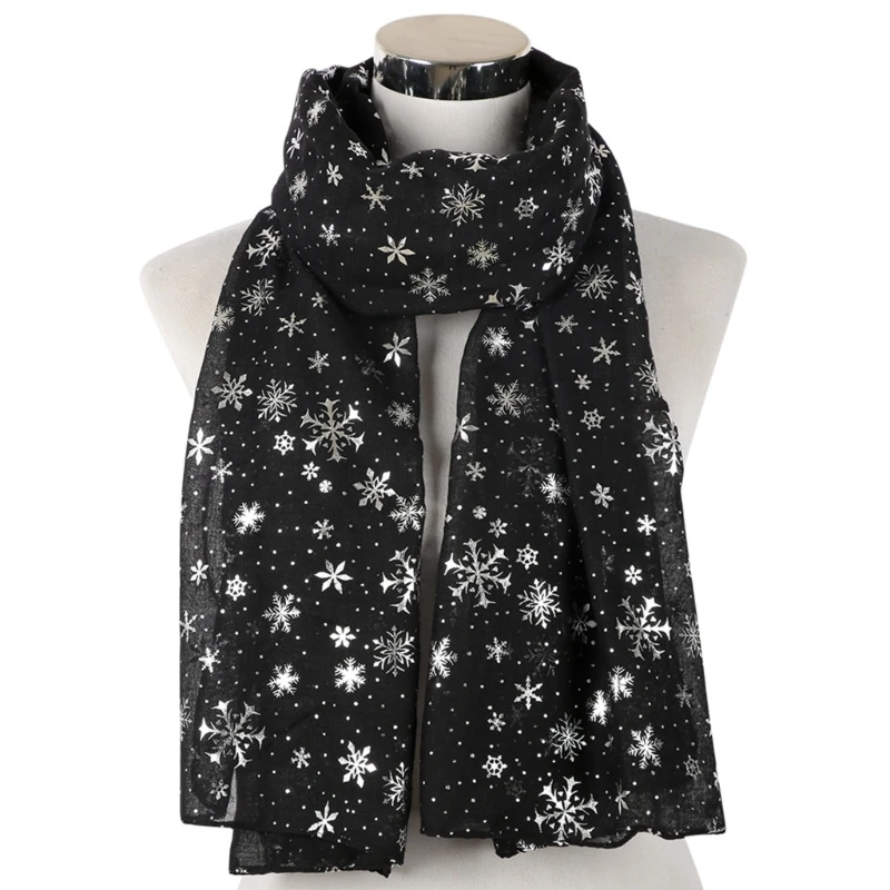 Glitter kerstsjaal voor dames ademende folieprint wintersjaal voor volwassenen Drop Shipping