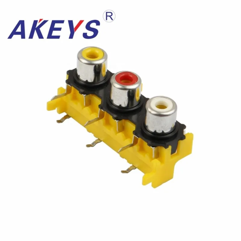 10PCS AV3-8.4-14 Houseuse AV Concentric Socket 3 RCA Female Outlet Yellow Board