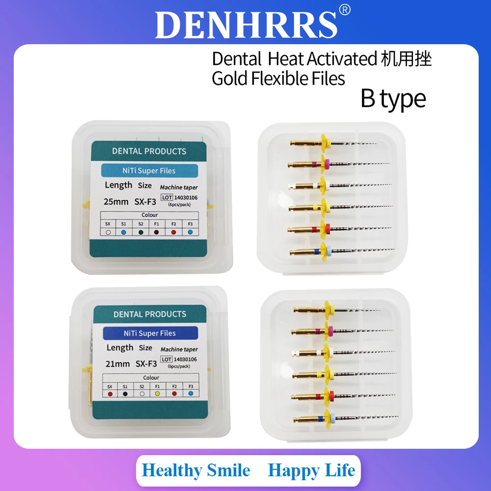 

6Pcs/Box Dental Engine Machine Use NiTi Super Rotary File Endondontic Endo Root Canal Files 21mm/25mm SX-F3 Dentist Tool