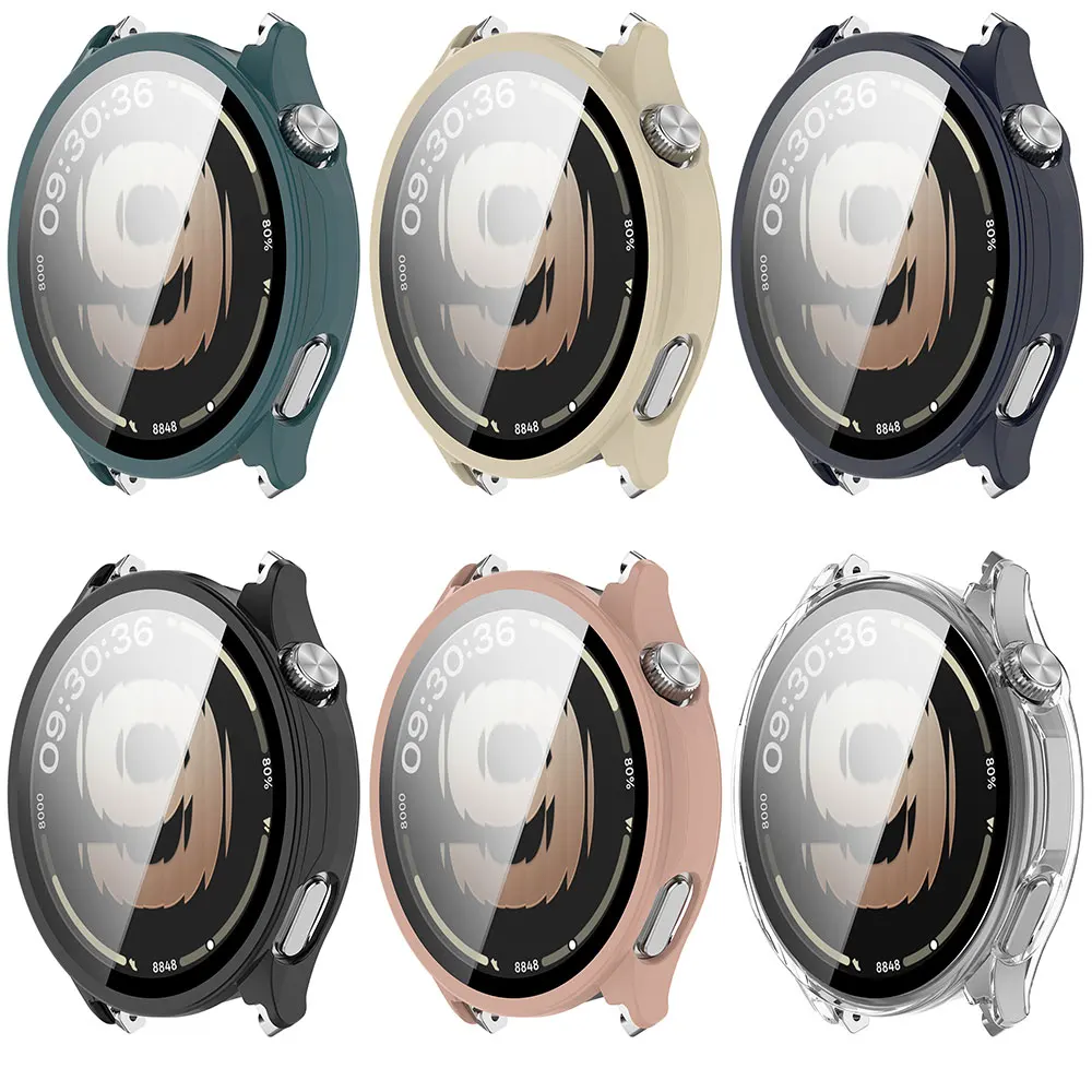 Case + Glass For OnePlus Watch Lite  PC All-around Bumper Anti-scratch Protective Cover + Screen Protector For OPPO Watch S