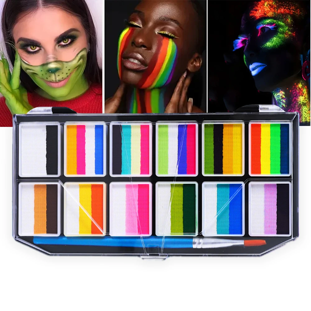 

12-Grids Face Painting, Water-Soluble Rainbow Palette, Body Painting, Cosmetic Paint, Halloween Stage Makeup, Art Painting Set
