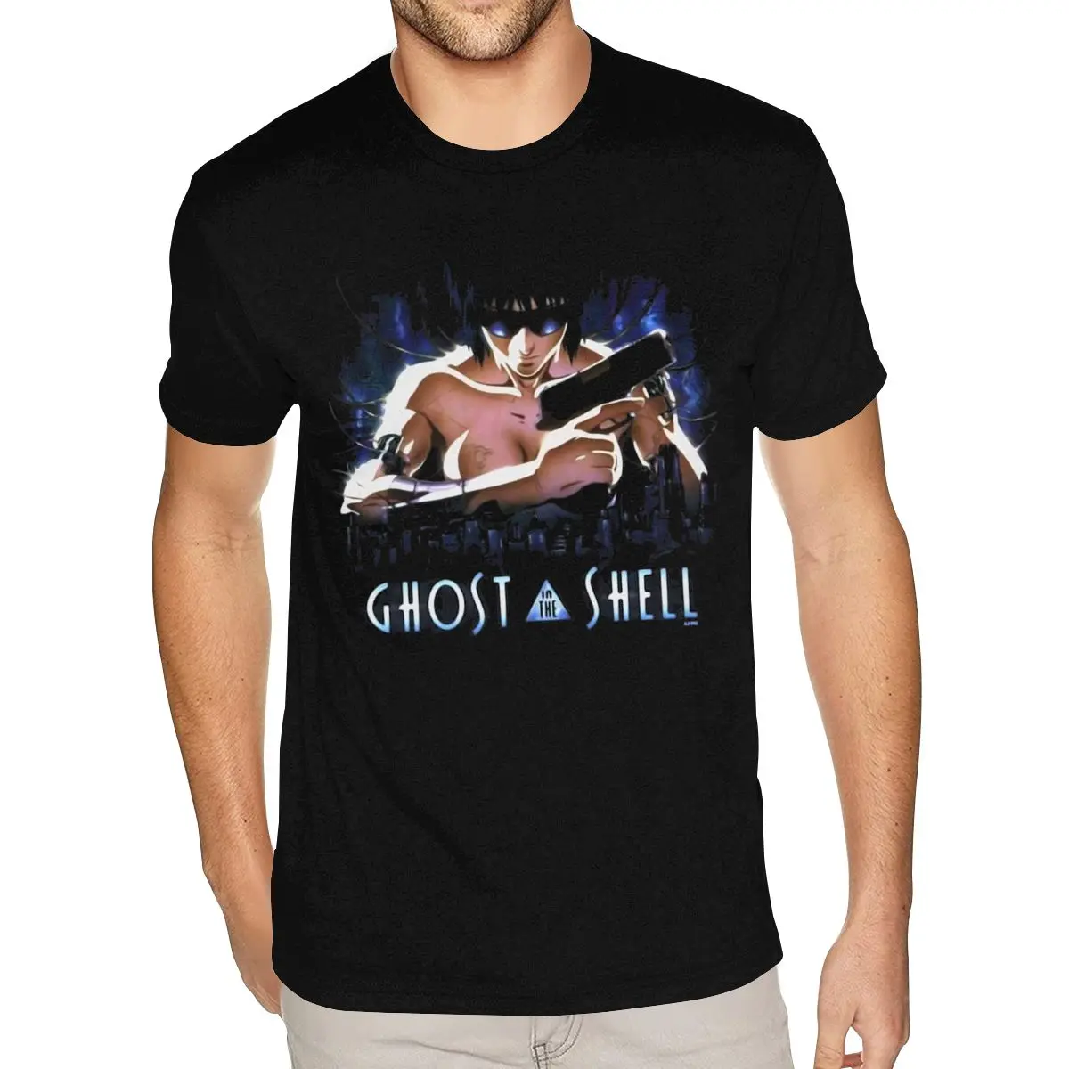 

Black Section 9 Ghost In The Shell T Shirts for Men XXXL Short Sleeved 100 Cotton Round Neck Tees