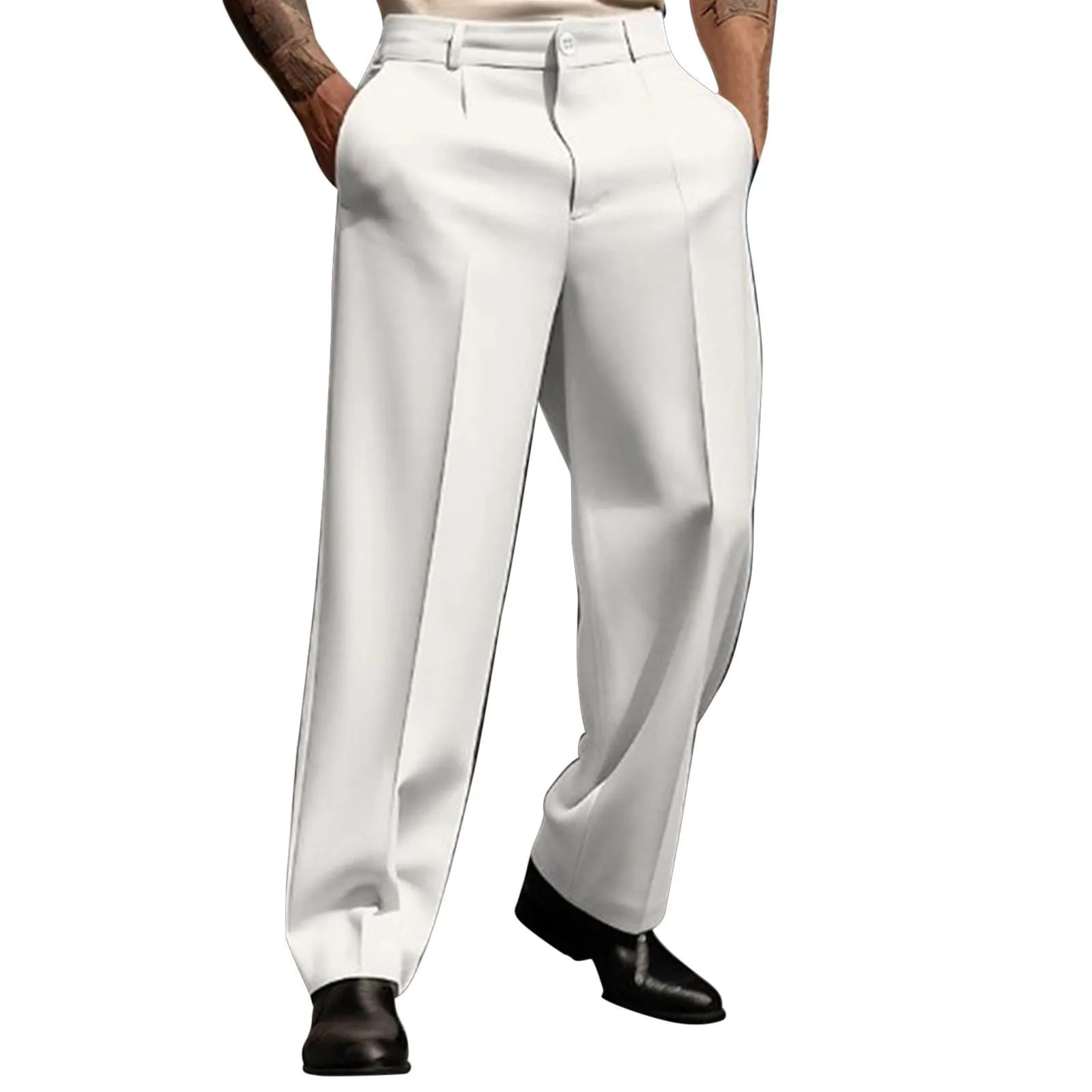 

Мужской костюм, брюки, модные прямые дышащие повседневные брюки, однотонные брюки с карманами, повседневная одежда, удобная посадка