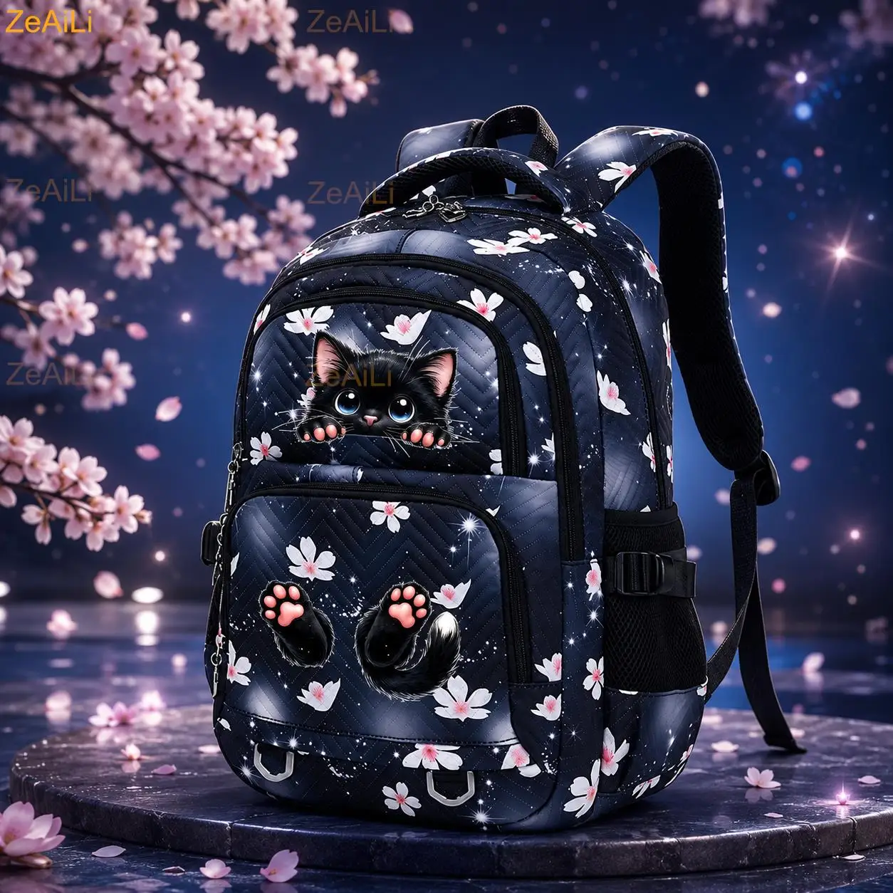 

Black Cat Paw Themed Casual Waterproof Women Backpack Female Travel Bag Backpacks Schoolbag for Teenage Girls Bookbag Mochila