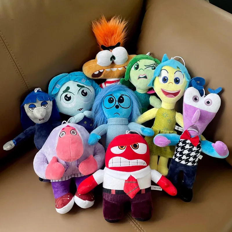 

20-30 см Inside Out 2, плюшевые игрушки Диснея, кукла Pixar ANXIETY Envy, смущение, радость, плюшевый подарок для детей, Рождество
