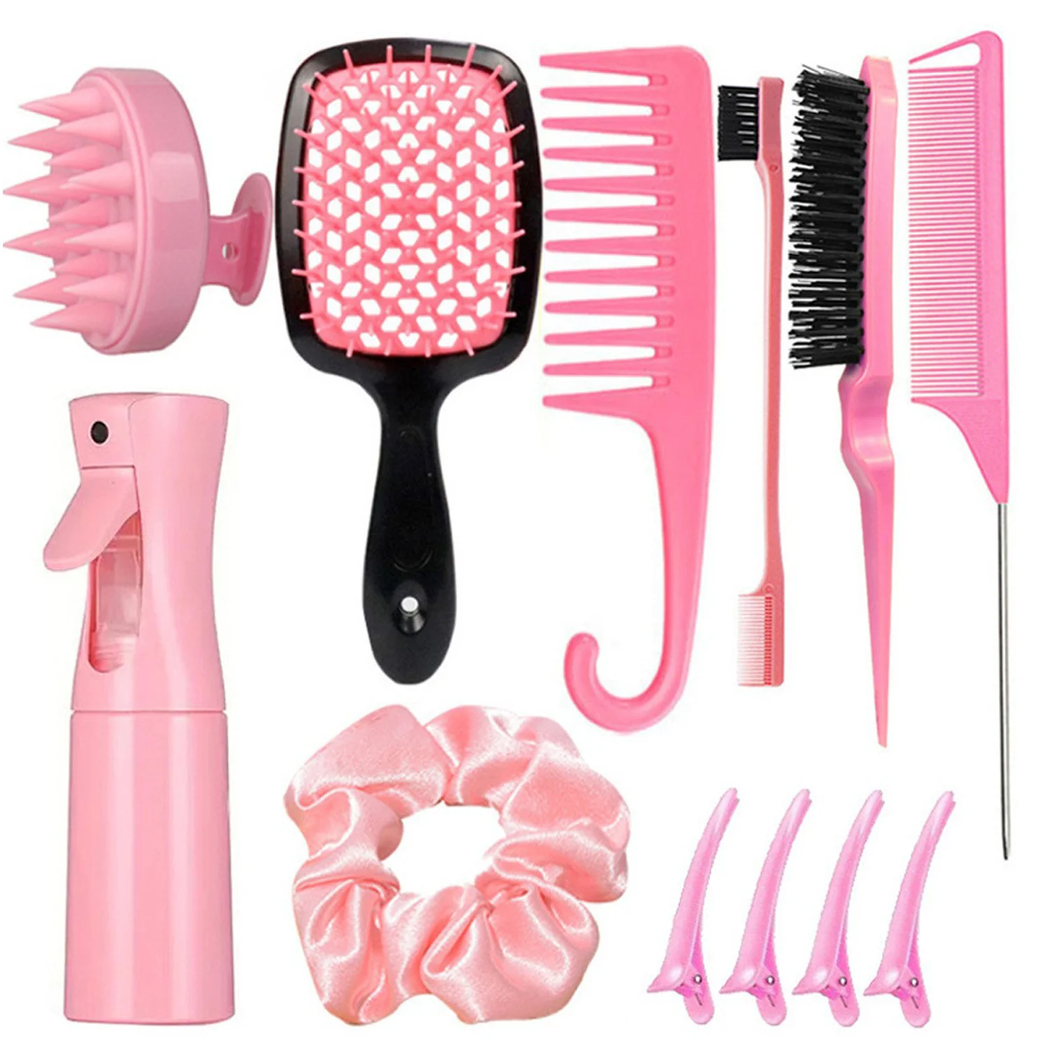 6/12-teiliges Haarbürsten-Set für Kleinkinder und Frauen, zum Entwirren, mit breiten Zinken, Haarsprayflasche, für nasses und trockenes, lockiges Haar, Bürsten für die Haaransätze und den Hinterkopf. – Detail 5
