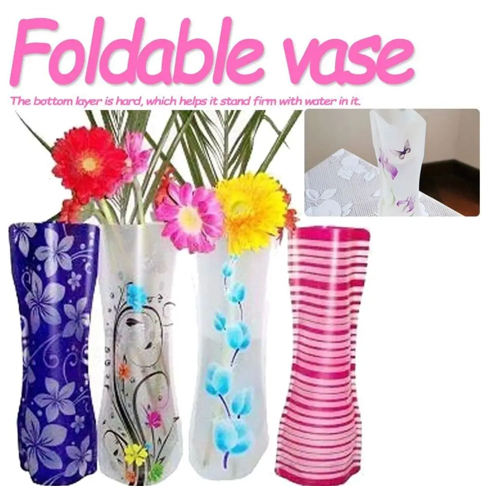 

1PC Color Random PVC Folding Durable Flower Vase Foldable Flower Vase For Home Wedding Party Decoration Easy to Store home vase