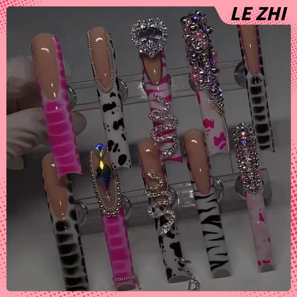Xxxl Extra Long Quadrate Nail Art Butterfly Angel Diamond Coffin Stiletto False Nails Customizable Nail Party Stickers