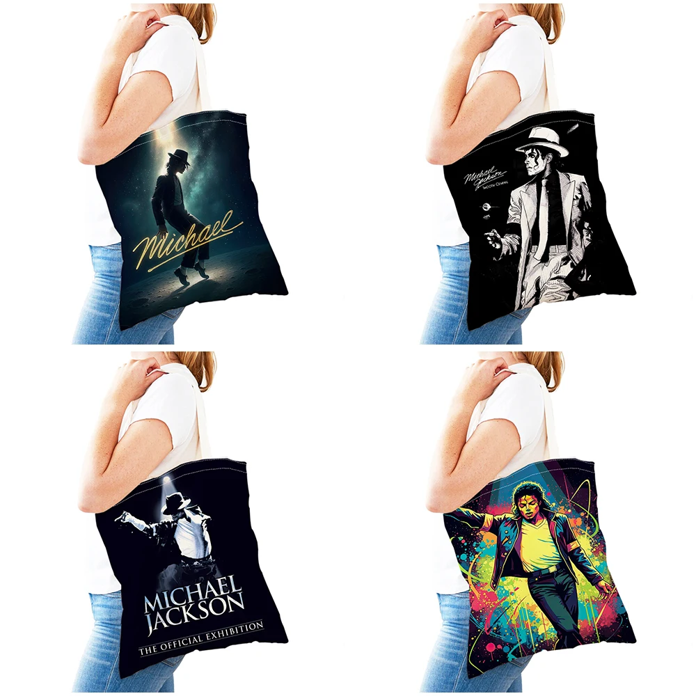 Michael Jackson Lady Shopping Bags Double Print Super Star Women Shopper Tote Bag Lightweight Album Girl Shop Satchel