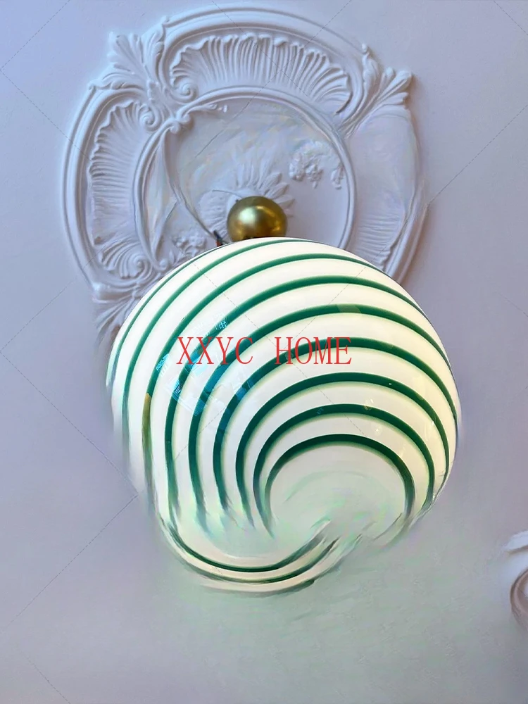 Imagem -04 - Memphis Macaron Vitral Lustre Retro Verde Quarto Lâmpada Principal