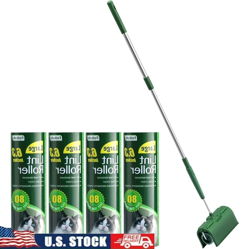 

Large Lint Roller Pet Hair Remover Extra Sticky 320 Sheets Extendable Handle Carpet Furniture Clothes Cleaner Dust Buster