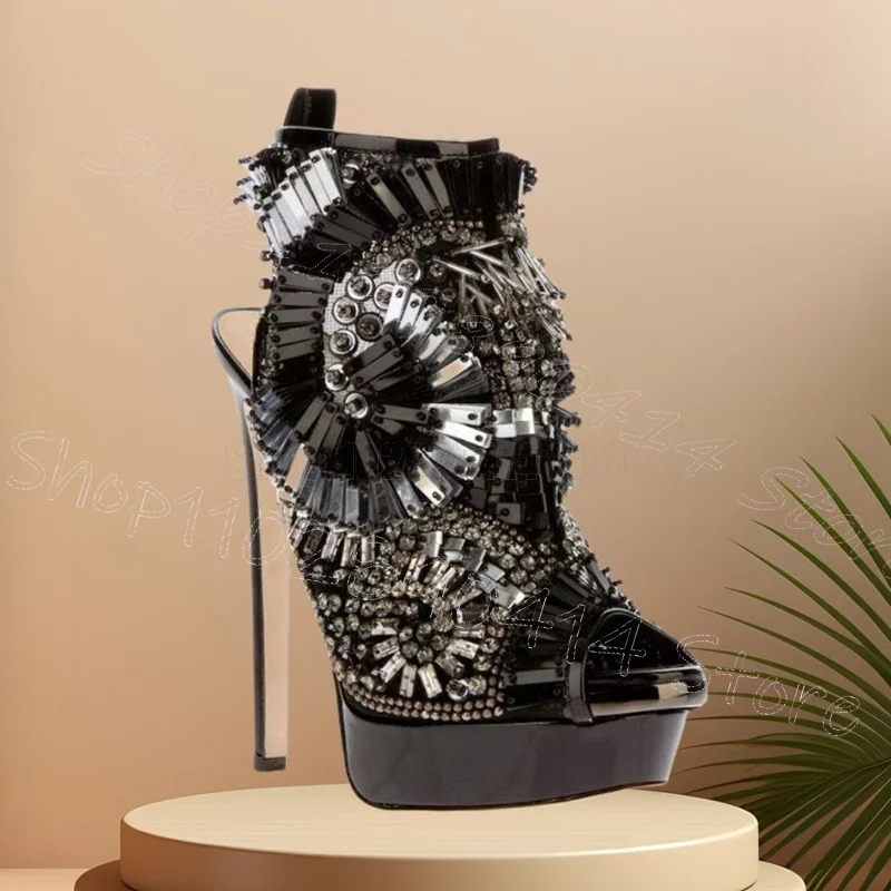 الذهب كريستال الترتر اللمحة تو صنادل أرضية الجانب سستة النساء أحذية رقيقة عالية الكعب مثير حفلة عيد 2025 Zapatos Para Mujere #6