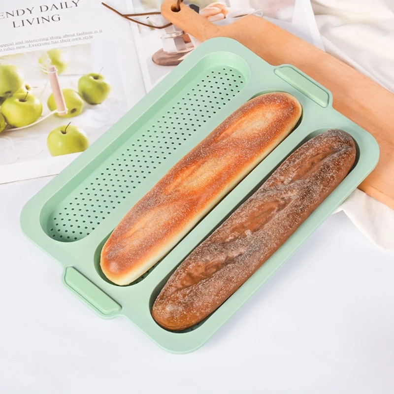 3 Cavity Long Loaf Non Stick Bake Tray Silicone Bread Baking Mold Hot Dog Baguettes Bread Mould Cake Mold Baking Tool