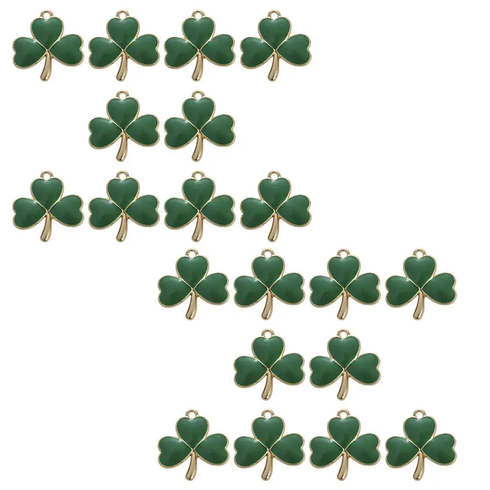 

20Pcs Irish Shamrock Pendant Charms Lucky Green Three Leaf Alloy for Jewelry Making Necklace Bracelet Earring DIY Crafts