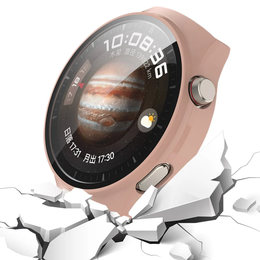 Capa de relógio para pc, estrutura de proteção anti-queda com vidro temperado, protetor de tela antiarranhões para huawei watch 4 pro