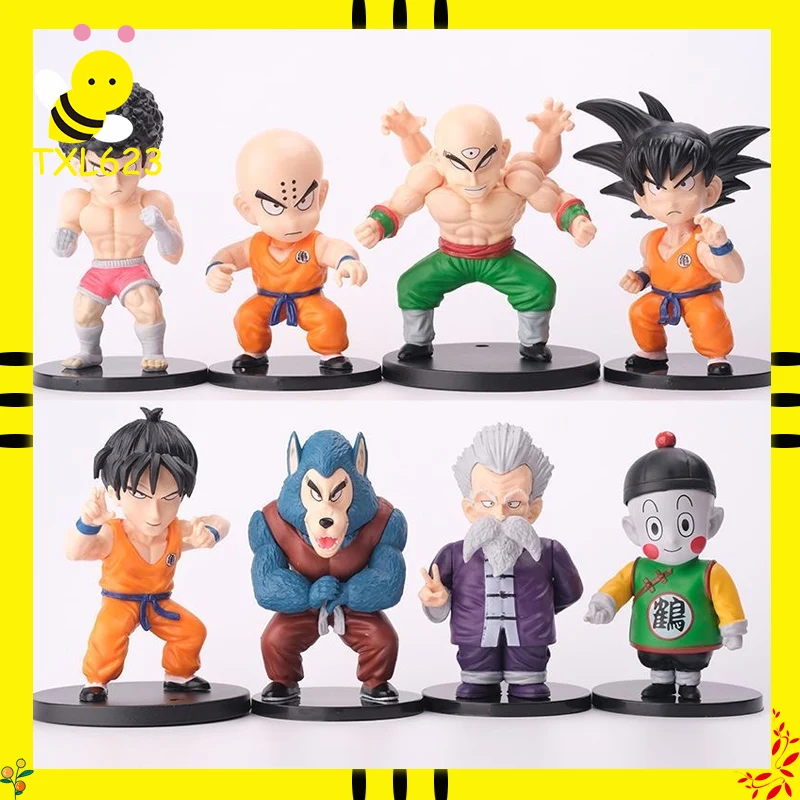 Juego de figuras de Anime Dragon Ball Z, estatuas coleccionables de Goku y Krillin para niños, decoración de escritorio, modelo de muñecas para niños, regalos de Halloween, 8 Uds.