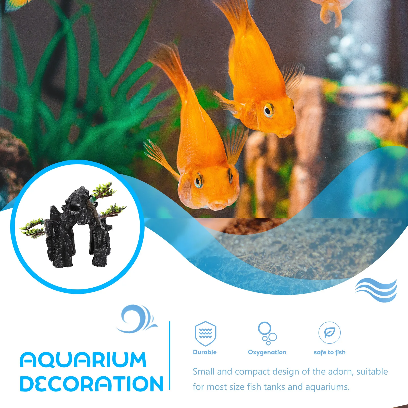 

Resin Skull Mountain Aquarium Decoration Creative Fish Tank Rockery Lifelike Fish Shelter Stable Landscape Decor