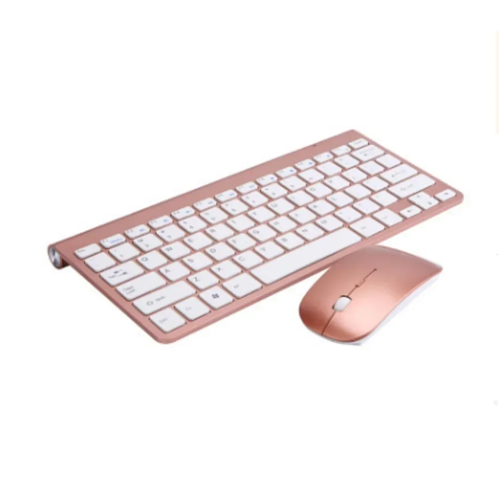 

2.4Ghz Ultra-Thin Wireless Keyboard And Mouse Combo With USB Receiver Mouse Keyboard Set For Apple PC WindowsXP/7/8/10 Rose Gold