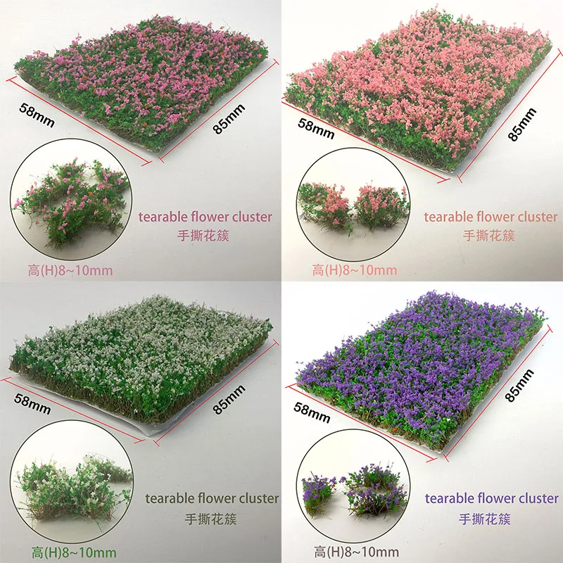 

Simulation Flower Clusters Model Hand Torn Flower Bushes 10mm High Diy Landscape with Landscape Materials Sandbox Lawn