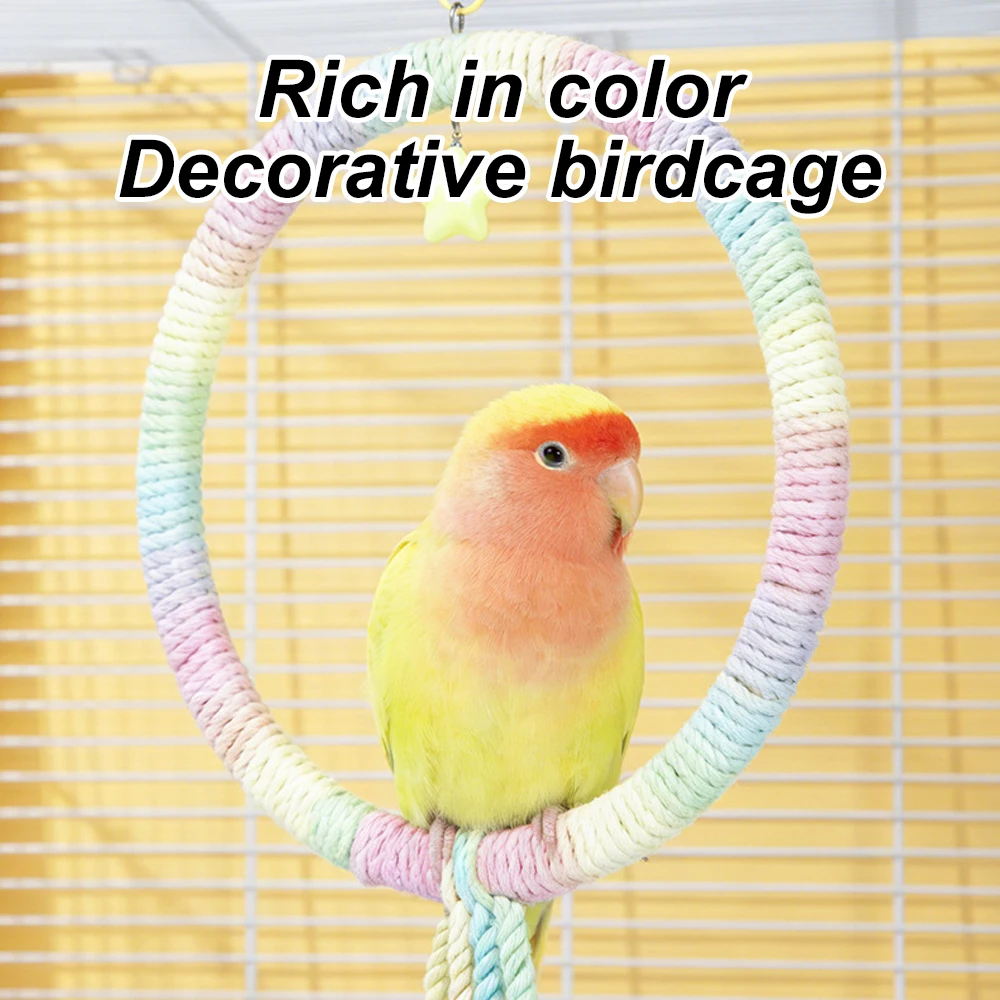 Juguete columpio anillo cuerda colorido para periquitos loros pájaros - imagen 5