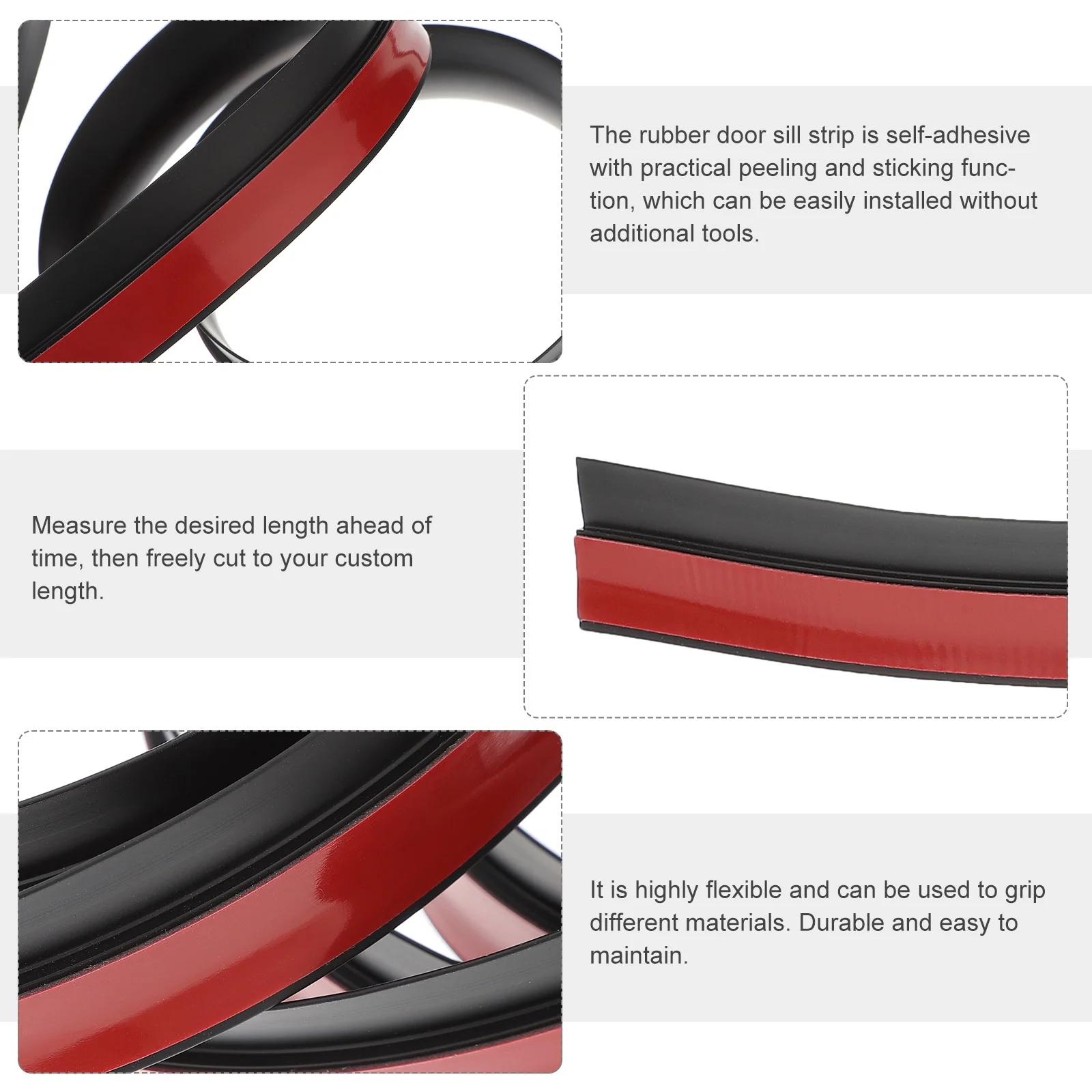 

Floor Transition Strip Self Adhesive Edging Trim for Doorways Flexible Durable Easy Cut Home Use Floor Transition Strip