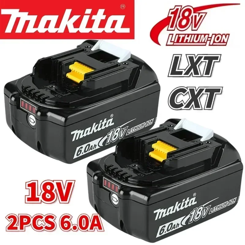 Makita 18V 6000mAh Lithium Ion Rechargeable Battery 18v Drill Replacement Batteries BL1860 BL1830 BL1850 with DC18RC 3A Charger