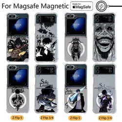 Anime Solo Leveling Magsafe Magnetic Phone Case for Samsung Galaxy Z Flip 3 4 Z Flip 5 6 Z 5G Soft Transparent Back Cover