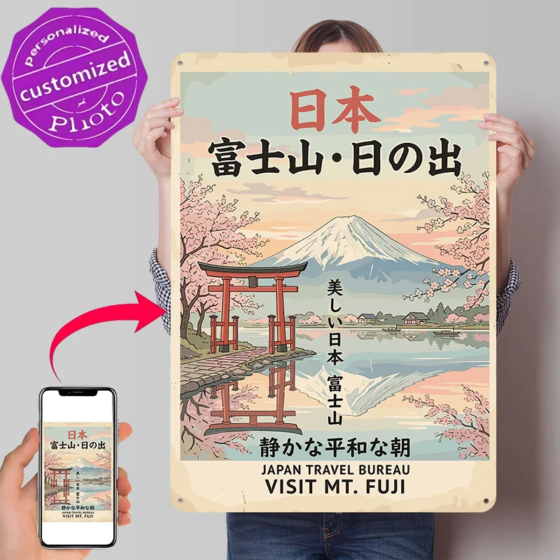 Vintage Japan Travel Potrait 3D Texture Metal Poster Customized Wall Art Tin Sign Gift for Mancave Decoration Room Decor Luxury