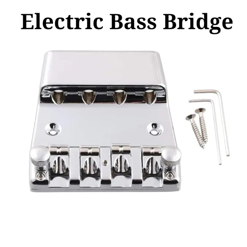 

4-струнный металлический электрический бас-бридж, серебристый, прочный, регулируемый басовый мост в форме башмака, аксессуары для музыкальных инструментов