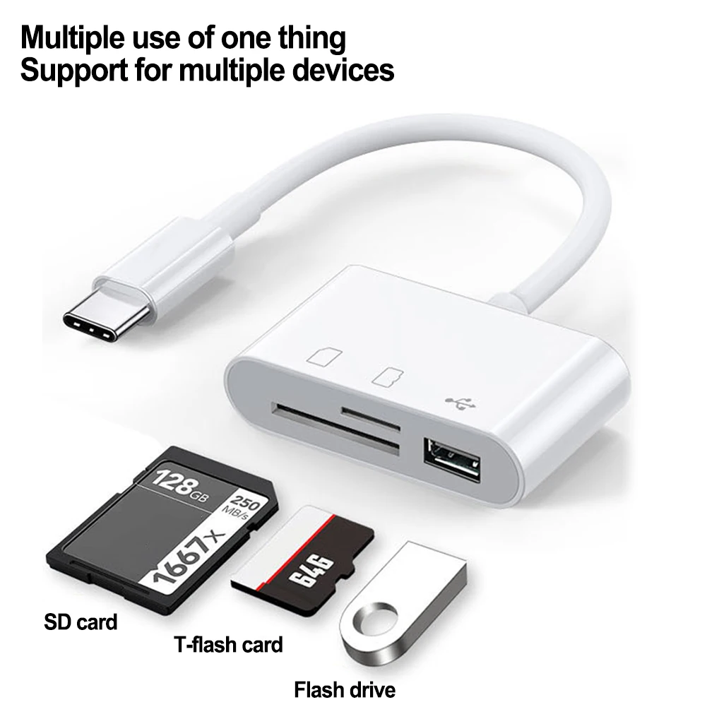 Lector de tarjetas multifunción USB-C, adaptador multifuncional para teléfono móvil, OTG, TF/SD, 3 en 1