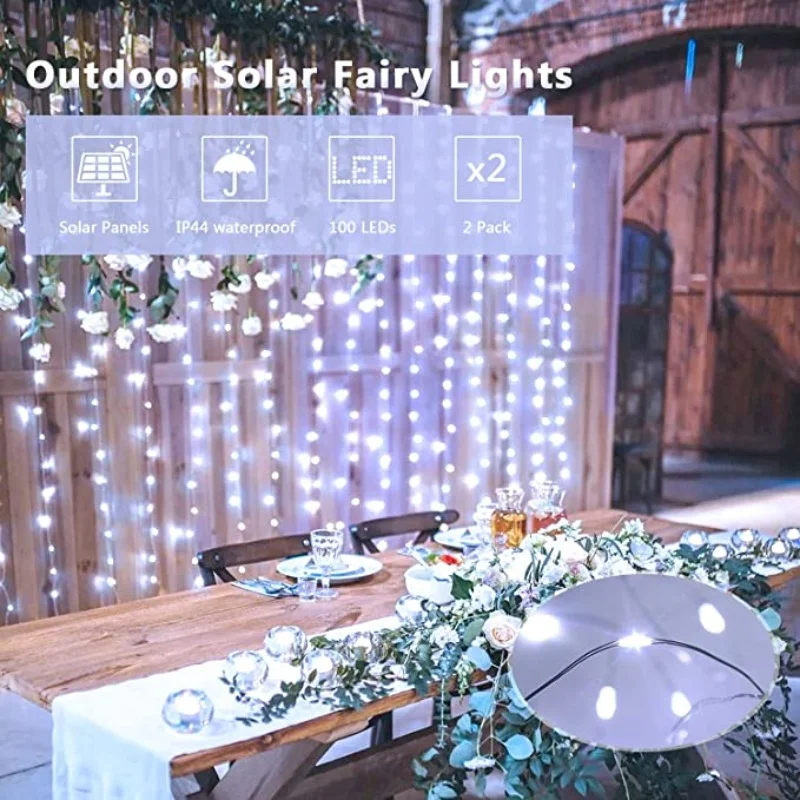 7m/12m/22m/32m Solar LED Light Outdoor Festoon Lamp Garden Fairy Light String Waterproof for Christmas Garland Party Decoration