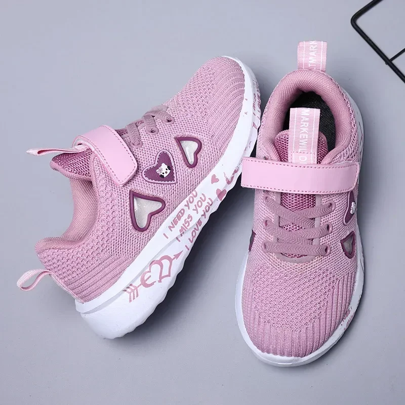 Children Girls Sneakers SPRING FLATS Shoes Tennis FOR Little Kids Summer Breathable Mesh Sport and Running Pink Shoes Purple