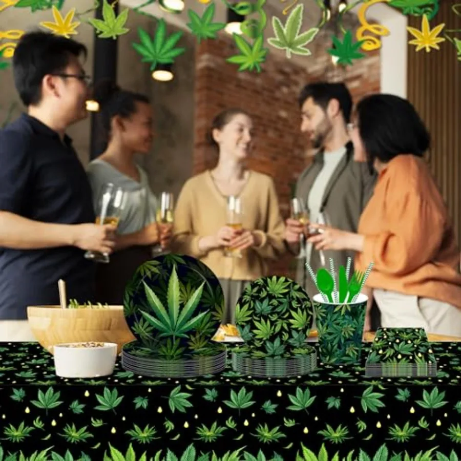 2 pezzi tovaglie per feste Weed 87 "Lx51 W tovaglie rettangolari in plastica tovaglie usa e getta compleanno festa di nozze picnic dicembre