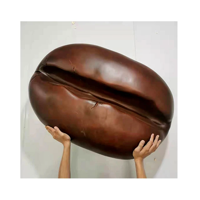 Hot Sale Customized Coffee Bean Statue Model Bakery Milk Tea Coffee Shop House Plate Wall Decoration Fiberglass Sculpture