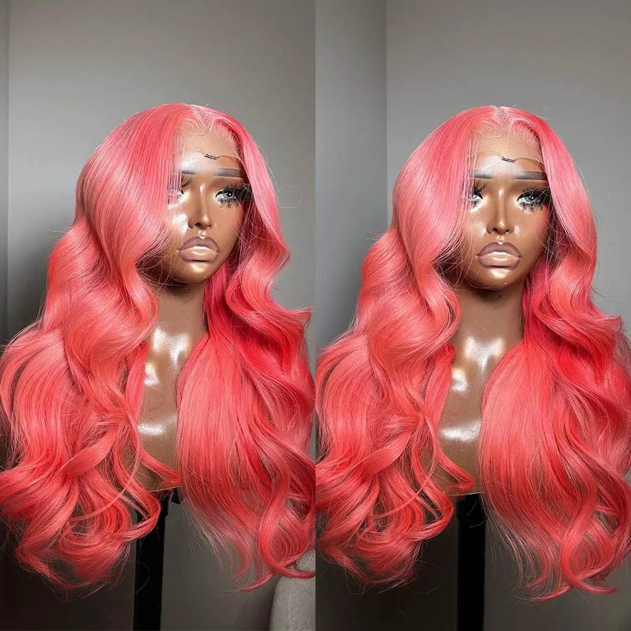 Pink 13x4 Body Wave Lace Front Human Hair Wigs For Women Glueless Brazilian Hair Loose Wave 13x6 Hd Lace Frontal Human Hair Wig