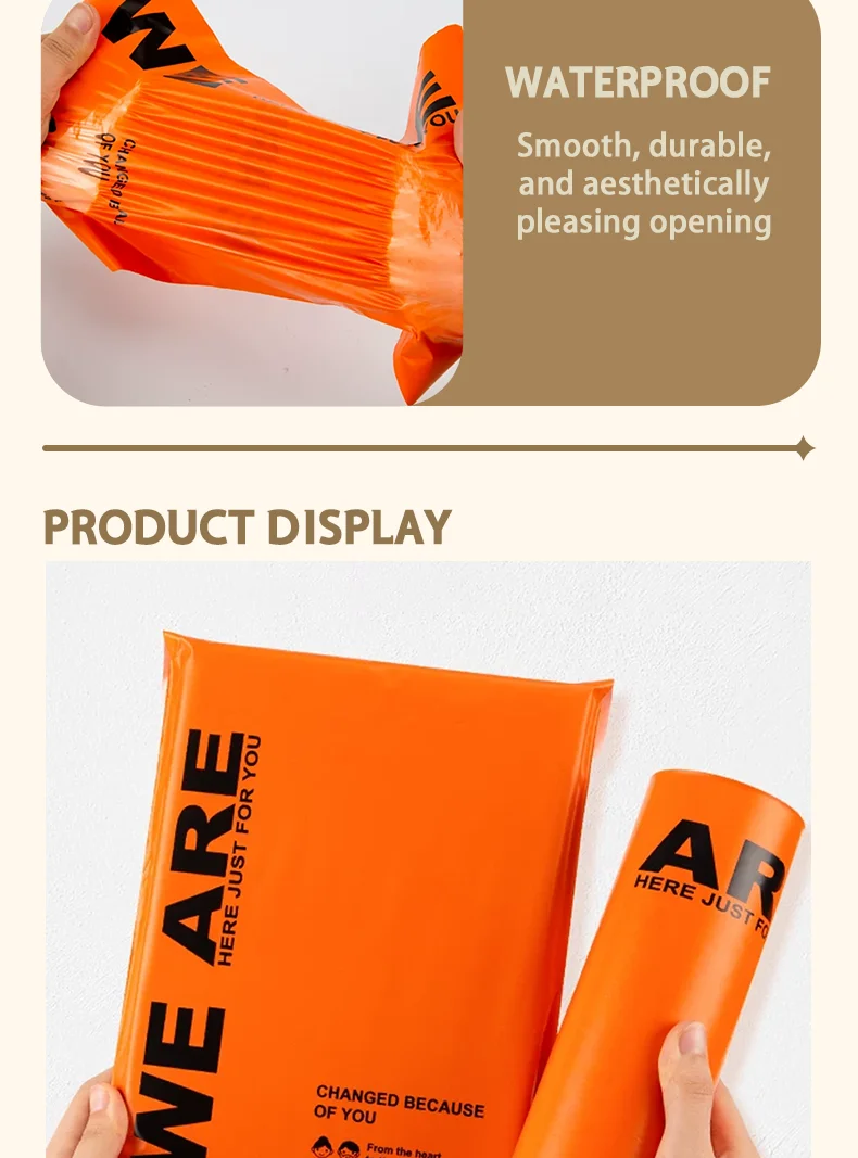 100 Stück orangefarbene Versandtaschen, Kleidungsverpackungstaschen, Versandtaschen, Geschenktüten für Feiertage und Partys, unterstützt individuelles Logo – Detail 5