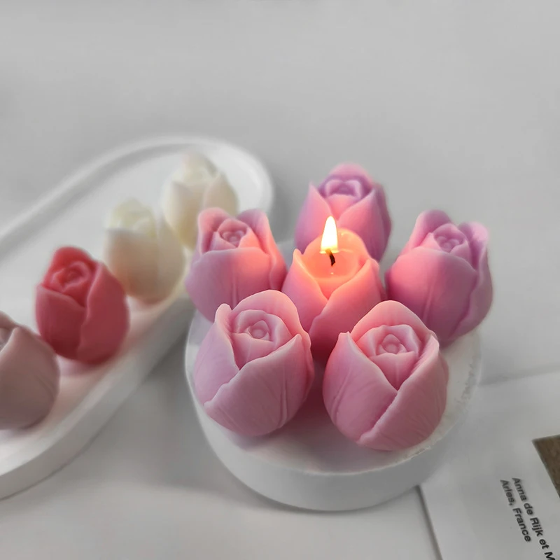 Creative Tulip Candle Mold Handmade DIY Flower Soap Mold Silicone Flower Candle Mold Soap Making Supplies Decorative Mold