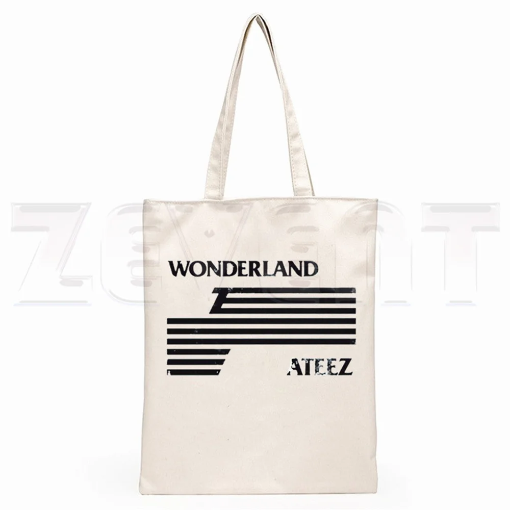 Kpop ATEEZ Canvas Bag Interesting Image Printed Shoulder Bag Shopping Bag Yunho Handbag Seonghwa Hongjoong Yeosang Mingi Wooyoun