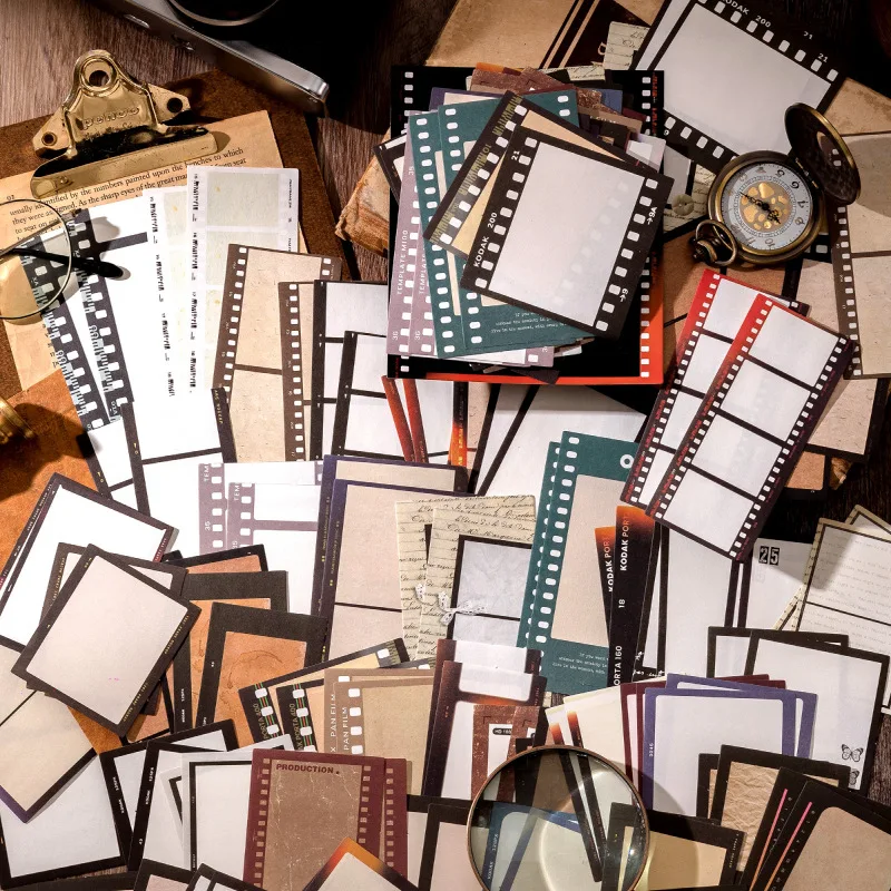 100 fogli di note della serie Memoir Prologue, 4 stili di pellicola letteraria retrò fai da te mano-porta decorativa collage pacchetto di materiali carini,