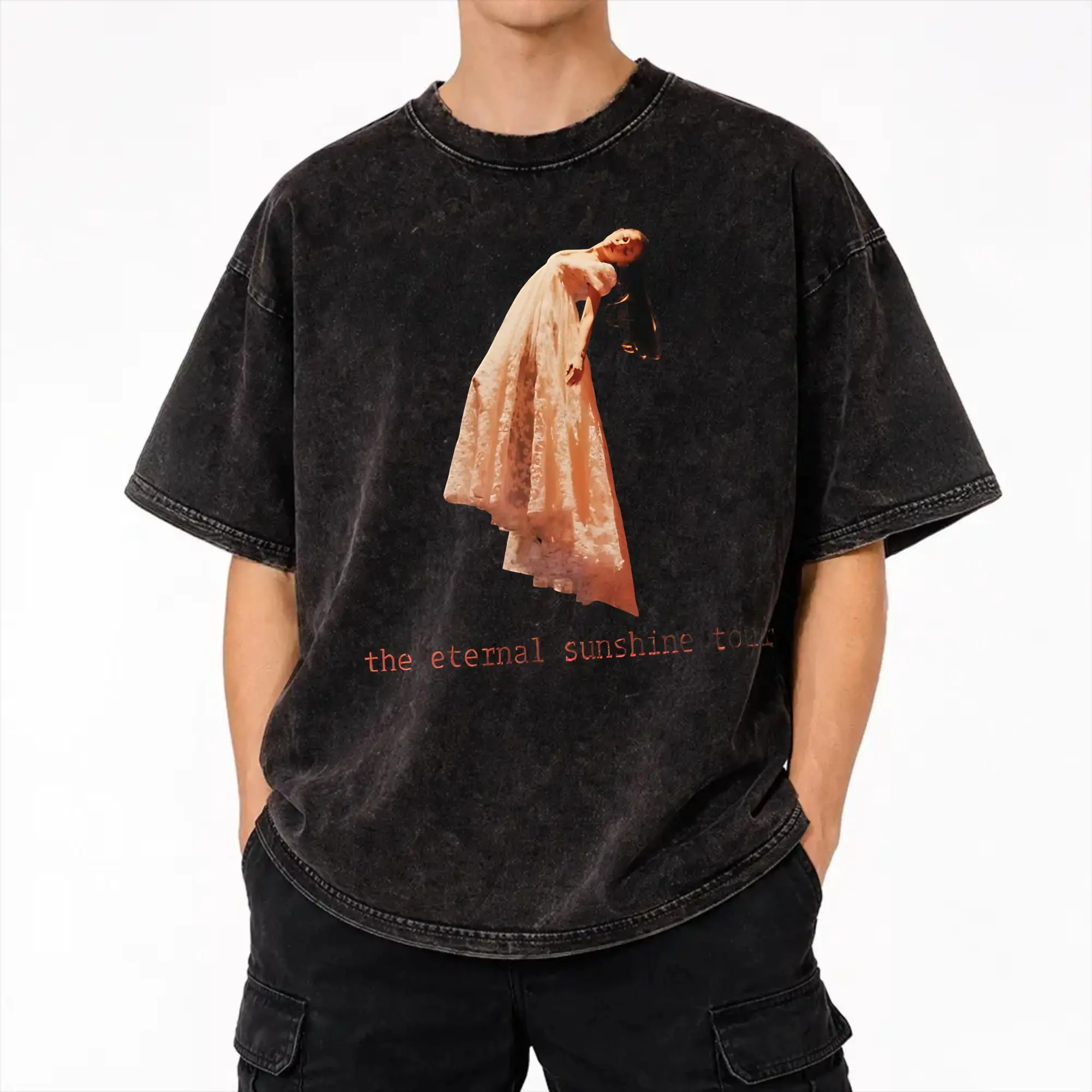 Harajuku Washed Shirts The Eternal Sunshine Tour arianas grandes Apparel Novelty T-Shirts Harajuku  Streetwear 100% Cotton