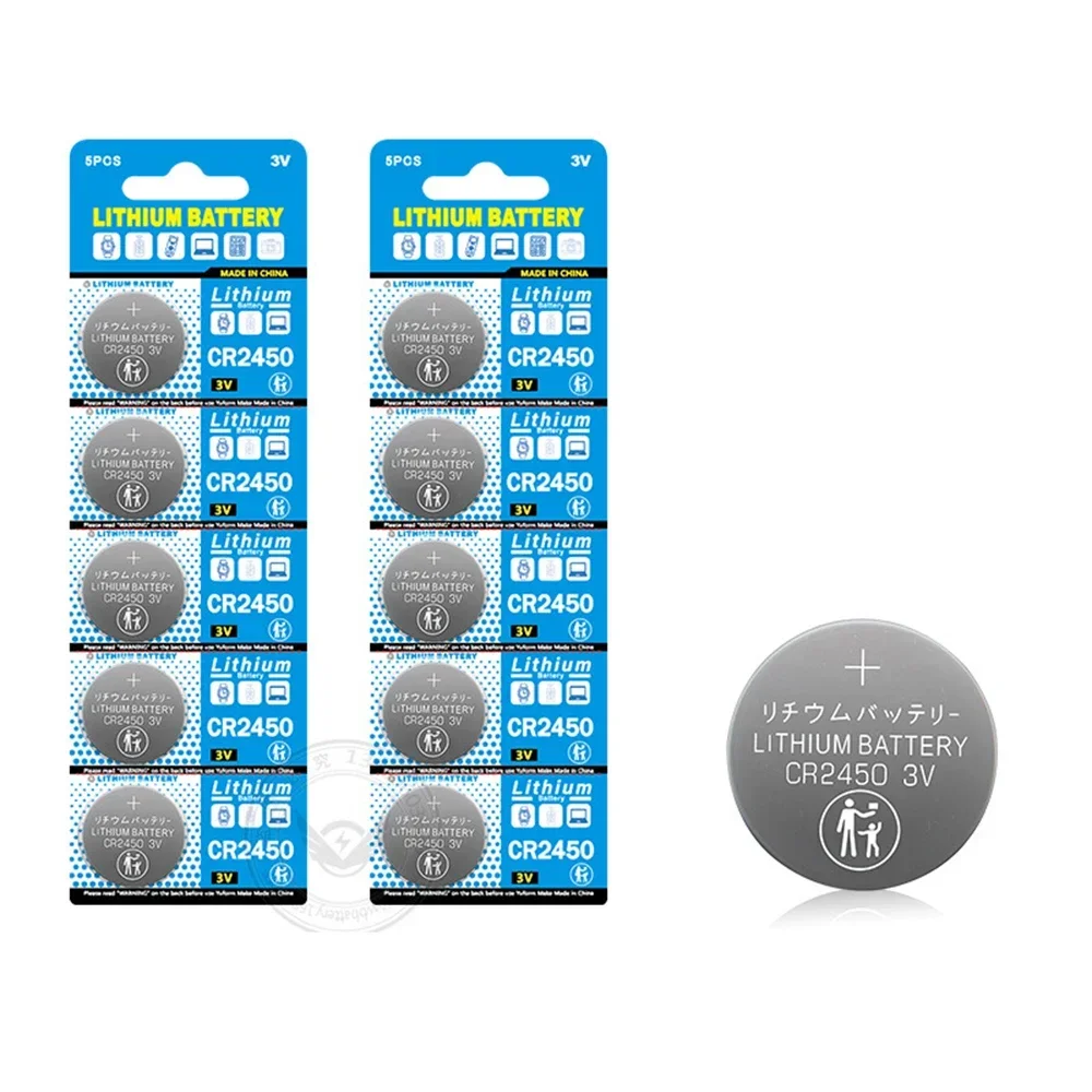 10-100PCS CR2450 Watch Buttom Battery KCR2450 5029LC LM2450 DL2450 ECR2450 BR2450 CR 2450 3V 600mAh Lithium Coin Cell Batteries