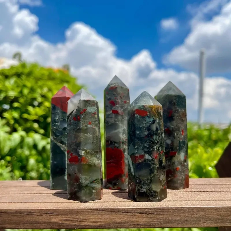 1pcs African Bloodstone Tower Chicken Blood Stone Point Energy Crystal for Healing and Feng Shui Home Decoration Ornamentl Gift